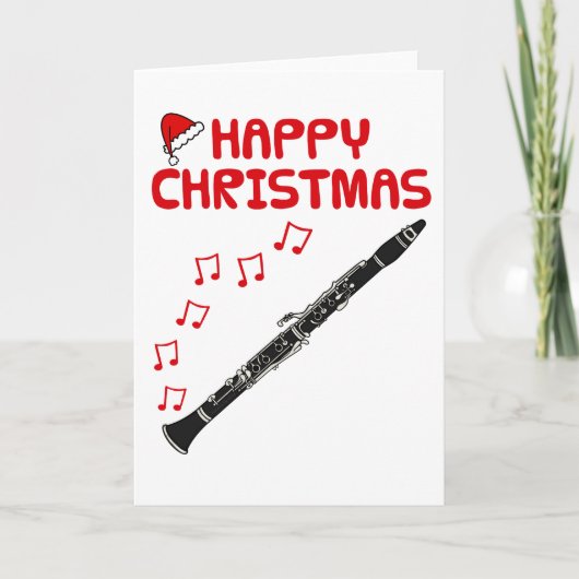 Klarinet Christmas Kaart Woodwind Musician (Voorkant)