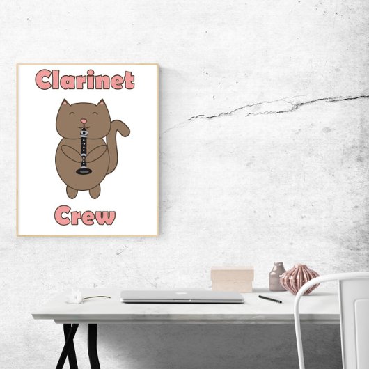 Klarinet Crew Brown Cat Funny Poster