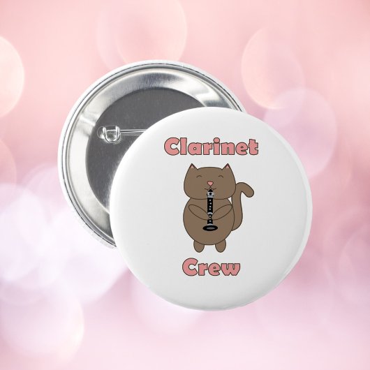 Klarinet Crew Brown Cat Pink Funny Ronde Button 5,7 Cm