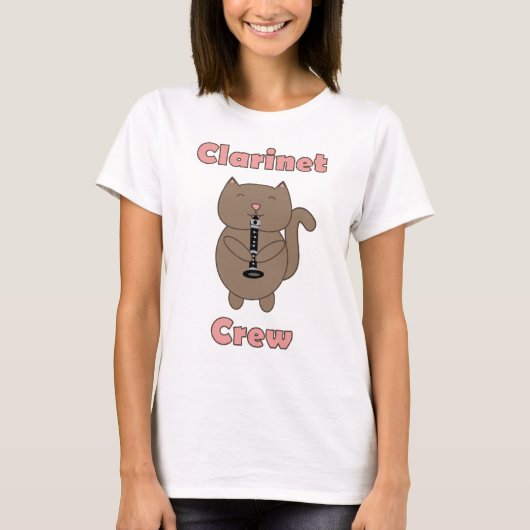 Klarinet Crew Cat Funny Brown Pink T-shirt (Voorkant)