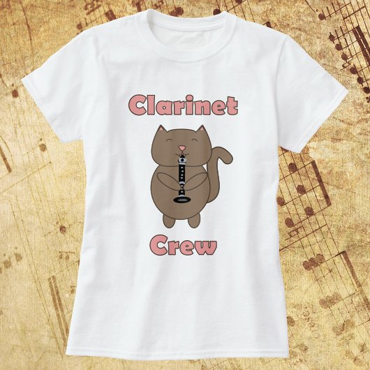Klarinet Crew Cat Funny Brown Pink T-shirt