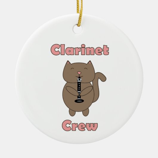 Klarinet Crew Cat Schattige Bruin Roze Keramisch Ornament (Voorkant)