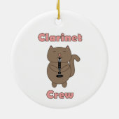 Klarinet Crew Cat Schattige Bruin Roze Keramisch Ornament (Achterkant)