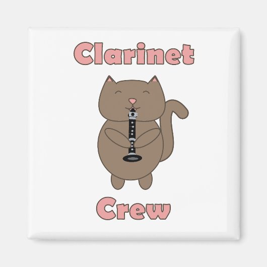 Klarinet Crew Pink Cat Brown Grappig Magneet (Voorkant)