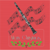 Klarinet Kerstmis Sticker (Voorkant)