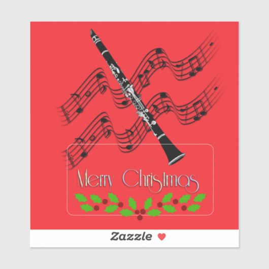 Klarinet Kerstmis Sticker (Vel)