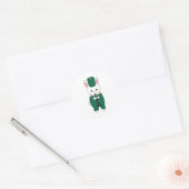 Klarinet Konijn Marching Band Green Gold Ronde Sticker (Envelop)