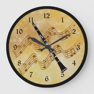 Klarinet, magisch muzikaal moment, gouden ontwerp grote klok