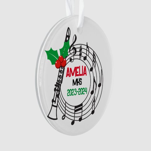 Klarinet Marching Band Kerst Ornament (voorkant)