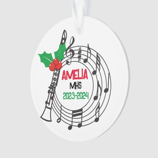 Klarinet Marching Band Kerst Ornament (voorkant)
