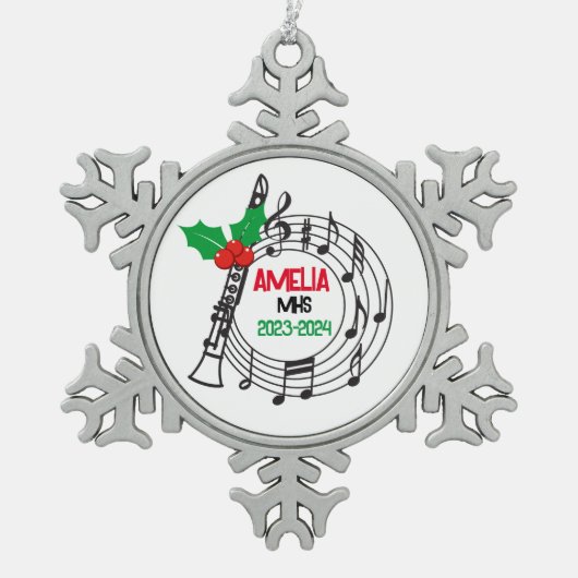 Klarinet Marching Band Kerst Ornament (Voorkant)
