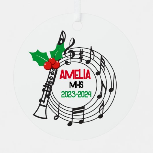 Klarinet Marching Band Kerst Ornament (Voorkant)