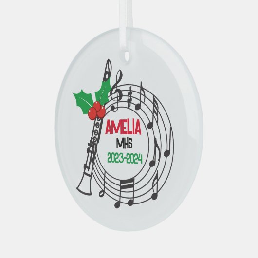 Klarinet Marching Band Kerst Ornament (Voorkant links)