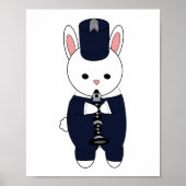 Klarinet Marching Band Konijn Bunny Navy Blauw Poster (Voorkant)