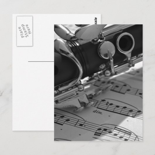 Klarinet met de Muziek van het Blad Briefkaart (Voorkant / Achterkant)