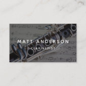 Klarinet Muziekblad Zwart-wit Modern Visitekaartje (Voorkant)