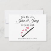 Klarinet Muzikant bruiloft Save the Date (Voorkant)