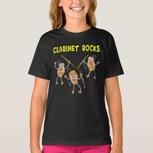 Klarinet Rocks T-shirt (Voorkant)