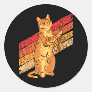 Klarinet speler Kat Wind Instrument Muzikant Ronde Sticker