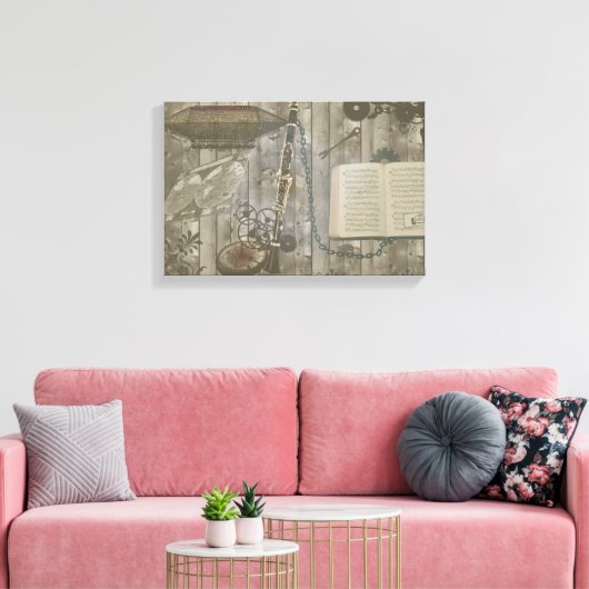 Klarinet Steampunk Fantasie Canvas Afdruk (Insitu (Woonkamer))