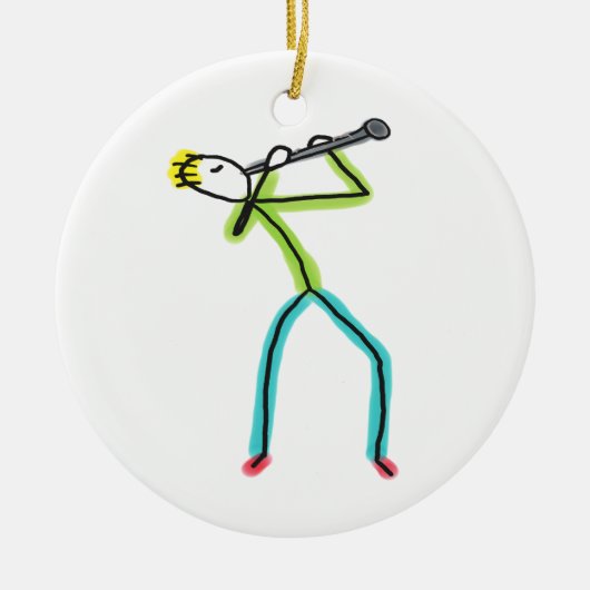 Klarinet Stickman Keramisch Ornament (Voorkant)