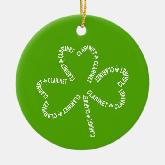 Klarinet Tekst Shamrock Keramisch Ornament (Voorkant)