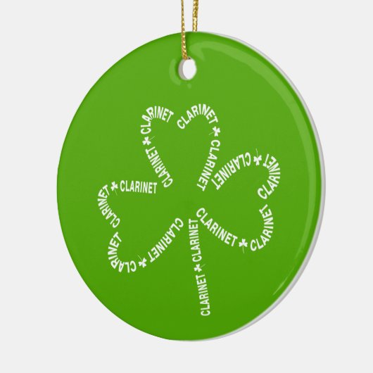 Klarinet Tekst Shamrock Keramisch Ornament (Links)