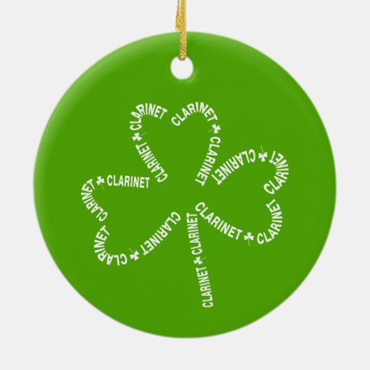 Klarinet Tekst Shamrock Keramisch Ornament (Achterkant)