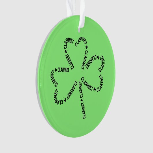 Klarinet Tekst Shamrock Ornament (voorkant)