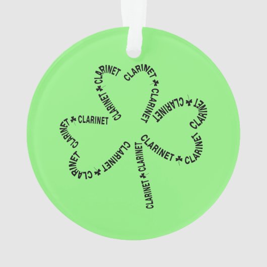 Klarinet Tekst Shamrock Ornament (achterkant)