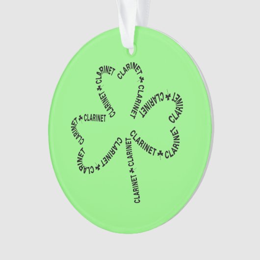 Klarinet Tekst Shamrock Ornament (voorkant)