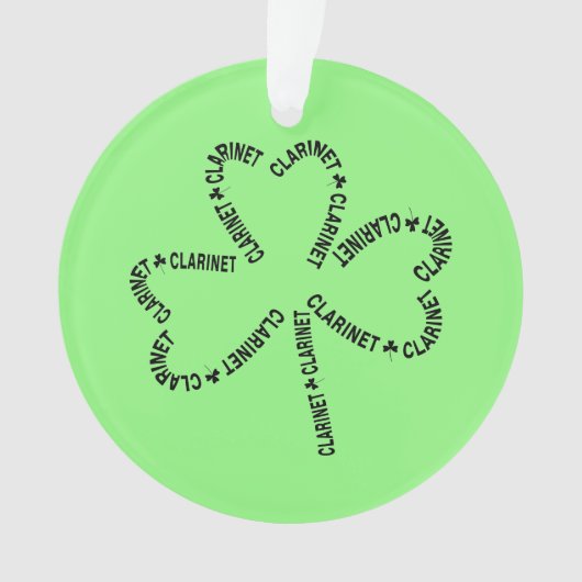 Klarinet Tekst Shamrock Ornament (voorkant)