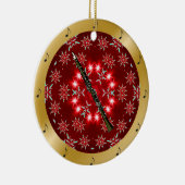 Klarinet ~ Zilver ~ Rood ~ Goud ~ Kerst ~ Keramisch Ornament (Rechts)