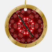 Klarinet ~ Zilver ~ Rood ~ Goud ~ Kerst ~ Keramisch Ornament (Achterkant)