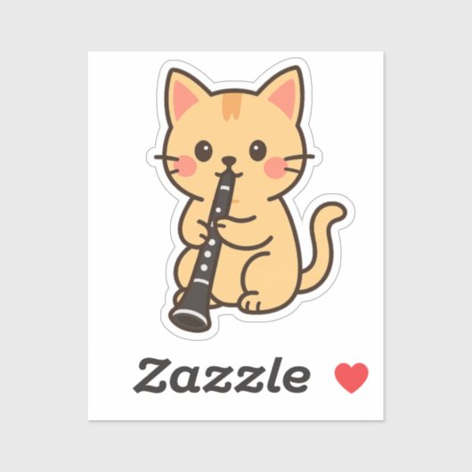 Klarinetkat die solo speelt sticker (Vel)