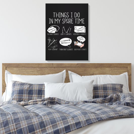 Klarinetspeler Mannen Orchestra Funny Klarinet Canvas Afdruk (Insitu (Slaapkamer))