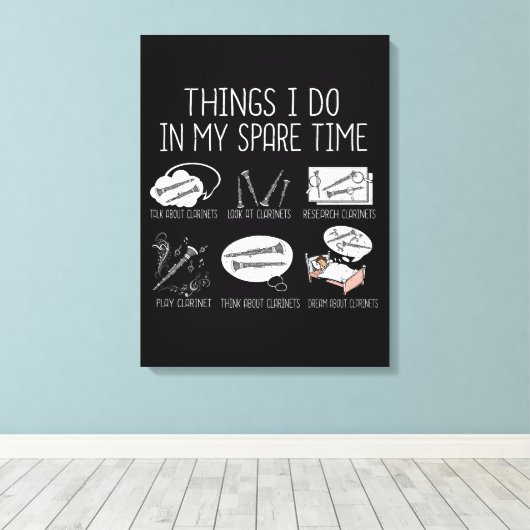 Klarinetspeler Mannen Orchestra Funny Klarinet Canvas Afdruk (Insitu (Houten vloer))