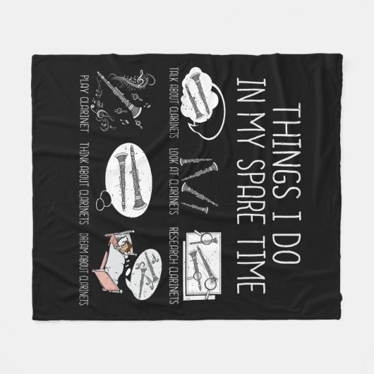 Klarinetspeler Mannen Orchestra Funny Klarinet Fleece Deken (Voorkant (Horizontaal))