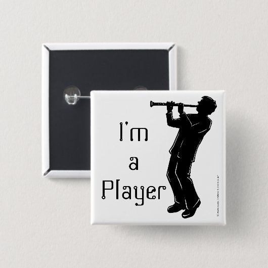 Klarinetspeler Silhouette Button (Voorkant /achterkant)