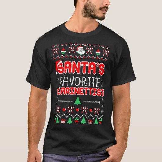 Klarinettist Klarinet Muziek Kerst Lelijke trui T-shirt (Voorkant)
