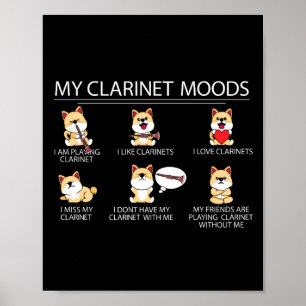 Klarinettist Shiba Inu Hondenmuzikant Gift Klarine Poster
