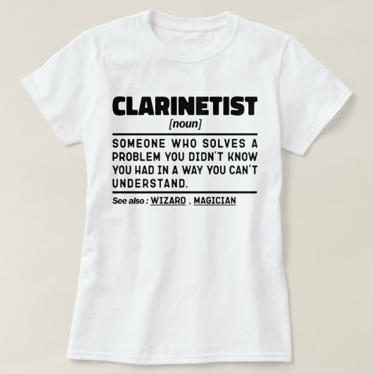 Klarinettist zelfstandig naamwoord klarinetspeler  t-shirt (Design voorkant)
