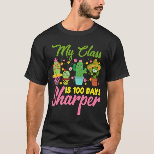 Klas 100 dagen scherper 100ste schooldag cactus t-shirt (Voorkant)