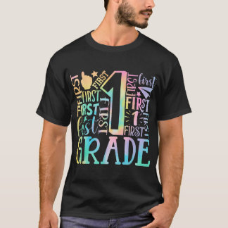 Klas 1 typografie team tie-dye terug naar school t-shirt