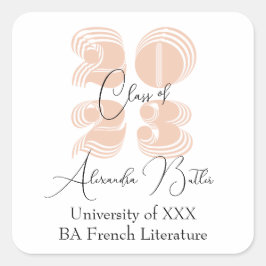 Klas 2023 Perzik Bedankfeestje Favoriet Afstudeerg Vierkante Sticker