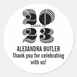 Klas 2023 Zwart bedank feest cadeautje afstuderen Ronde Sticker