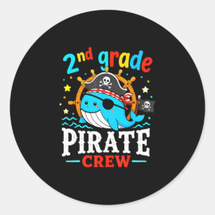 klas 2 piraat bemanning walvis leraar student ronde sticker