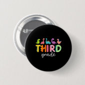 Klas 3 Dinosaurus Terug naar school eerste schoold Ronde Button 5,7 Cm (Voorkant /achterkant)