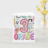 Klas 3 Schattige Typografie Stippen Terug Naar Sch Kaart (Gele Bloem)