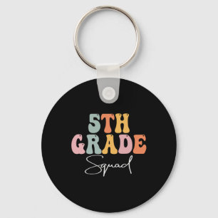 Klas 5 squad retro groovy vrouwen gelukkige eerste sleutelhanger